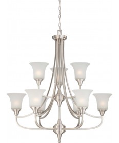 Nuvo Lighting 60/4149 Surrey 9 Light Two Tier Chandelier with Frosted Glass