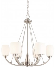 Nuvo Lighting 60/4186 Helium 6 Light Chandelier with Satin White Glass