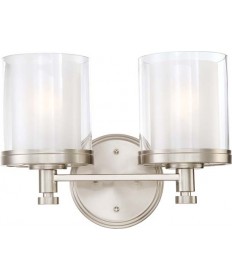 Nuvo Lighting 60/4642 Decker 2 Light Vanity Fixture with Clear & Frosted Glass