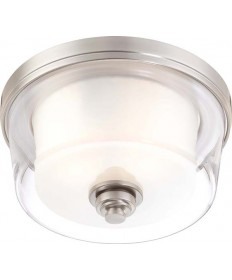 Nuvo Lighting 60/4651 Decker 2 Light Medium Flush Fixture with Clear & Frosted Glass