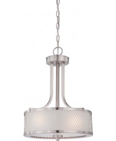 Nuvo 60/4686 Nuvo Lighting Fusion 3 Light Pendant Frosted Glass Brushed Nickle