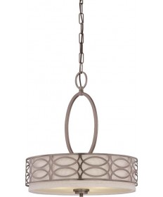 Nuvo Lighting 60/4720 Harlow 3 Light Pendant with Khaki Fabric Shades 