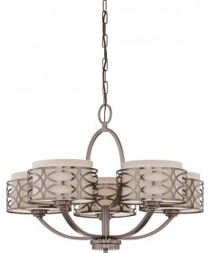 Nuvo Lighting 60/4725 Harlow 5 Light Chandelier with Khaki Fabric Shades
