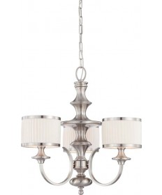 Nuvo Lighting 60/4734 Candice 3 Light Chandelier with Pleated White Shades