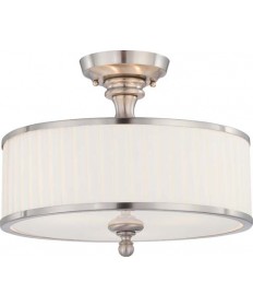 Nuvo Lighting 60/4737 Candice 3 Light Semi Flush Fixture with Pleated White Shade