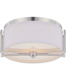 Nuvo Lighting 60/4761 Gemini 2 Light Flush Dome Fixture with Slate Gray Fabric Shade