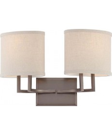 Nuvo Lighting 60/4852 Gemini 2 Light Vanity Fixture with Khaki Fabric Shades