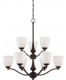 Nuvo Lighting 60/5139 Patton 9 Light 2 Tier Chandelier with Frosted