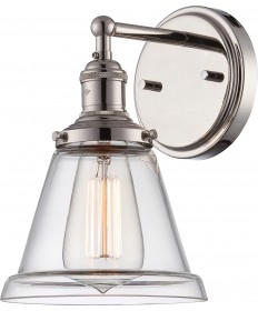 Nuvo Lighting 60/5412 Vintage 1 Light Sconce with Clear Glass Vintage