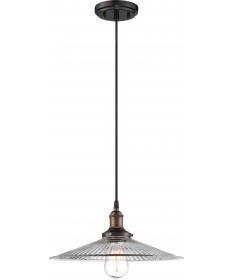 Nuvo Lighting 60/5516 Vintage 1 Light Pendant with Clear Ribbed Glass