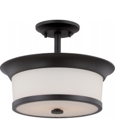 Nuvo Lighting 60/5550 Mobili 2 Light Semi Flush with Satin White Glass