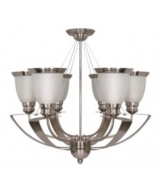Nuvo Lighting 60/616 Palladium 6 Light 25 inch Chandelier with Satin Frosted Glass Shades