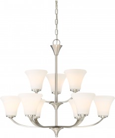 Nuvo Lighting 60/6209 Fawn 9 Light Chandelier Fixture Brushed Nickel