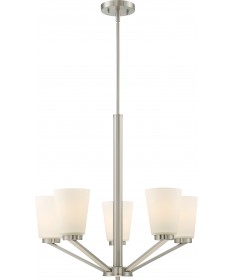 Nuvo Lighting 60/6246 Nome 5 Light Chandelier Fixture Brushed Nickel