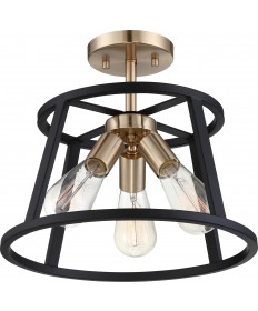 Nuvo Lighting 60/6643 Chassis 3 Light Semi-Flush Mount Fixture Copper