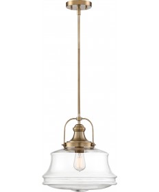 Nuvo Lighting 60/6757 Basel 1 Light Pendant Fixture Burnished Brass