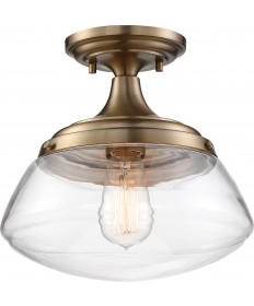 Nuvo Lighting 60/6797 Kew 1 Light Semi-Flush Fixture Burnished Brass