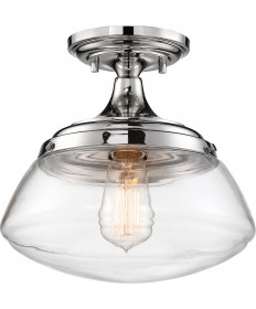 Nuvo Lighting 60/6798 Kew 1 Light Semi-Flush Fixture Polished Nickel