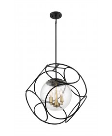 Nuvo Lighting 60/6947 Aurora 3 Light Pendant Fixture Black and Vintage