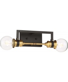 Nuvo Lighting 60/6972 Intention 2 Light Vanity Warm Brass and Black