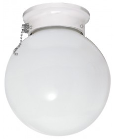 Nuvo Lighting 60/712 1 Light 6" Ceiling Fixture White Ball with Pull