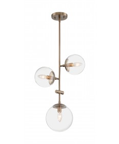 Nuvo Lighting 60/7124 Sky 3 Light Pendant Fixture Burnished Brass