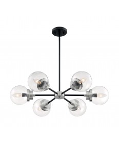 Nuvo Lighting 60/7136 Axis 6 Light Chandelier Fixture Matte Black