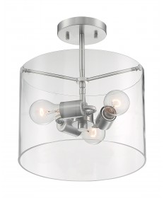 Nuvo Lighting 60/7178 Sommerset 3 Light Semi-Flush Fixture Brushed