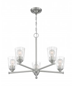 Nuvo Lighting 60/7185 Bransel 5 Light Chandelier Fixture Brushed