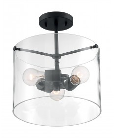 Nuvo Lighting 60/7278 Sommerset 3 Light Semi-Flush Fixture Matte Black