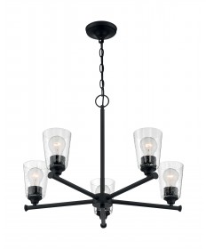 Nuvo Lighting 60/7285 Bransel 5 Light Chandelier Fixture Matte Black