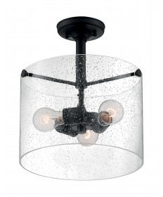 Nuvo Lighting 60/7288 Bransel 3 Light Semi-Flush Fixture Matte Black