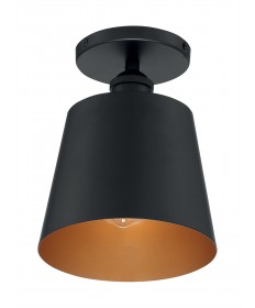 Nuvo Lighting 60/7331 Motif 1 Light 7 in. Semi-Flush Black with Gold