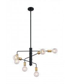 Nuvo Lighting 60/7344 Ryder 6 Light Chandelier Fixture Black Finish
