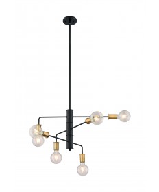 Nuvo Lighting 60/7344 Ryder 6 Light Chandelier Fixture Black Finish