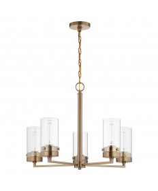 Nuvo Lighting 60/7535 Intersection 5 Light Chandelier Burnished Brass