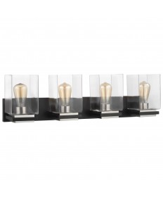 Nuvo Lighting 60/7654 Crossroads 4 Light Vanity Matte Black with Clear