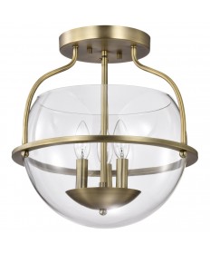 Nuvo Lighting 60/7821 Amado 3 Light Semi Flush Mount Vintage Brass