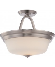 Nuvo Lighting 62/364 Calvin 2 Light Semi Flush with Satin White Glass