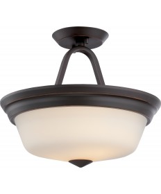 Nuvo Lighting 62/374 Calvin 2 Light Semi Flush with Satin White Glass