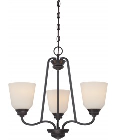 Nuvo Lighting 62/379 Calvin 3 Light Chandelier with Satin White Glass