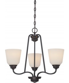 Nuvo Lighting 62/379 Calvin 3 Light Chandelier with Satin White Glass
