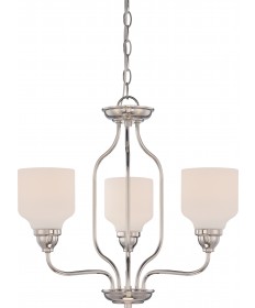 Nuvo Lighting 62/389 Kirk 3 Light Chandelier with Satin White Glass