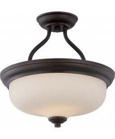 Nuvo Lighting 62/394 Kirk 2 Light Semi Flush with Etched Opal Glass