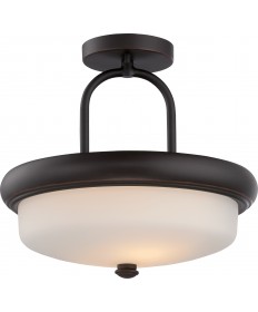 Nuvo Lighting 62/414 Dylan 2 Light Semi Flush with Etched Opal Glass