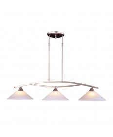 ELK Lighting 6502/3 Elysburg 3 Light Island Light in Satin Nickel and Tea Swirl Glass