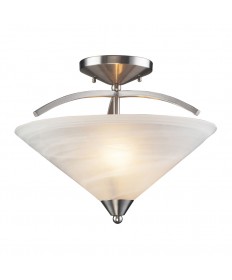 ELK Lighting 7633/2 Elysburg 2 Light Semi Flush in Satin Nickel and Marblized White Glass