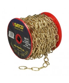 Satco 79/209 Brass Finish 8 Gauge Chain 100 Ft. Reel