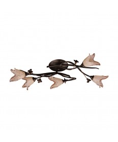 ELK Lighting 7956/5 Fioritura 5 Light Flush Mount in Aged Bronze and Hand Blown Tulip Glass