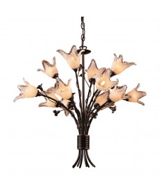 ELK Lighting 7959/8+4 Fioritura 12 Light Chandelier in Aged Bronze and Hand Blown Tulip Glass